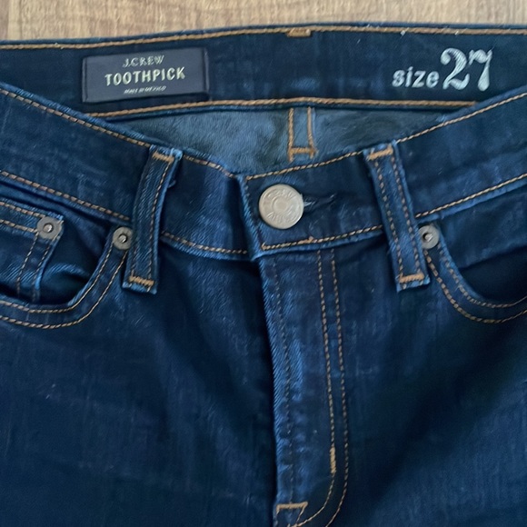 J. Crew Toothpick Jeans Size 27 dark navy blue wash EUC - Picture 2 of 9